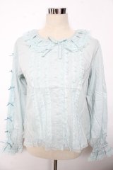 PINK HOUSE / レース&リボン使いローンブラウス F サックス(ミント) Y-25-10-10-110-LO-BL-SZ-ZY