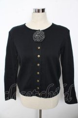 INGEBORG / カメリアモチーフ付きスウェットカーディガン F 黒 Y-25-10-10-111-LO-TO-SZ-ZY