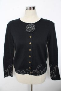 INGEBORG / カメリアモチーフ付きスウェットカーディガン F 黒 Y-25-10-10-111-LO-TO-SZ-ZY