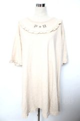 PINK HOUSE / クロスステッチロゴ刺繍入りチュニック  ベージュ Y-25-10-10-112-LO-OP-SZ-ZY