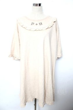 画像1: PINK HOUSE / クロスステッチロゴ刺繍入りチュニック  ベージュ Y-25-10-10-112-LO-OP-SZ-ZY