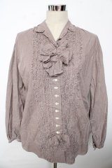 INGEBORG / リボン付きギンガムブラウス F ブラウン Y-25-10-10-115-LO-BL-SZ-ZY