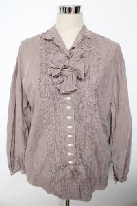 INGEBORG / リボン付きギンガムブラウス F ブラウン Y-25-10-10-115-LO-BL-SZ-ZY