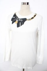 INGEBORG / ロゴリボンチェーンptカットソー F 白 Y-25-10-10-117-LO-TO-SZ-ZY