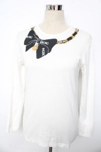 INGEBORG / ロゴリボンチェーンptカットソー F 白 Y-25-10-10-117-LO-TO-SZ-ZY