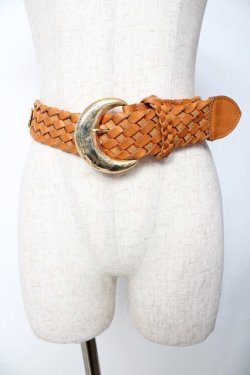 画像1: INGEBORG / モチーフ付きレザーベルト  キャメル Y-25-10-10-013-LO-ZA-SZ-ZY