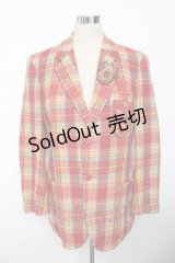 WONDERFUL WORLD / エンブレムチェックジャケット  赤 Y-25-10-10-127-LO-JA-SZ-ZY