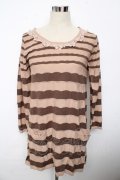 axes femme / ボーダー柄ニットチュニ M 茶 Y-25-10-10-128-AX-OP-SZ-ZY