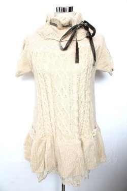 画像1: axes femme / タートルざっくりニットワンピース M 生成り Y-25-10-10-129-AX-OP-SZ-ZY