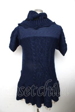 画像2: axes femme / タートルざっくりニットワンピース M 紺 Y-25-10-10-130-AX-OP-SZ-ZY