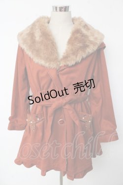 画像1: axes femme POETIQUE / ポケットビジューファー襟コート  ブラウン Y-25-10-10-142-AX-CO-SZ-ZI