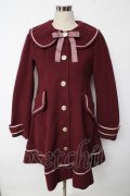 Amavel / 丸襟ライン入コート  ボルドー Y-25-10-10-145-CA-CO-SZ-ZY