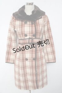 an another angelus / ファーチェックコート  ブラウン Y-25-10-10-150-CA-CO-SZ-ZY