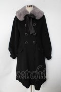 axes femme POETIQUE / ファーティペ付ロングコート M 黒 Y-25-10-10-154-AX-CO-SZ-ZY