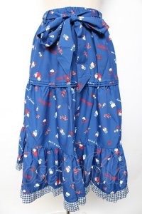 axes femme / ハローキティプリントスカート  青 Y-25-10-10-159-AX-SK-SZ-ZI