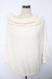 LIZ LISA / 袖レースボアニットトップス 0 アイボリー Y-25-10-10-183-LO-TO-SZ-ZY