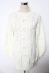 LIZ LISA / リボンロングニット 0 オフ白 Y-25-10-10-185-LO-TO-SZ-ZY