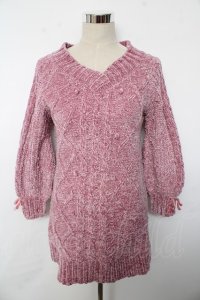 LIZ LISA / ケーブルモールヤーンニットワンピース 0 ピンク Y-25-10-10-192-LO-OP-SZ-ZY