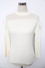 LIZ LISA / リボン付ドットチュール切替ニット 0 アイボリー Y-25-10-10-197-LO-TO-SZ-ZY