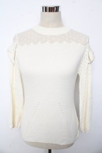 LIZ LISA / リボン付ドットチュール切替ニット 0 アイボリー Y-25-10-10-197-LO-TO-SZ-ZY