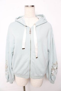 画像1: axes femme / 袖花刺繍ショートパーカー  ミント Y-25-10-13-044-AX-TO-SZ-ZY