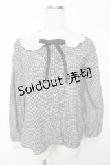 Ank Rouge / フリルカラーギンガムブラウス M 黒 Y-25-10-13-053-CA-BL-SZ-ZY