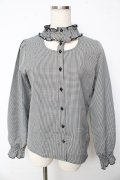 MA*RS / ギャザーネックハートバックルブラウス  黒×白 Y-25-10-13-054-EL-BL-SZ-ZY