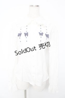 画像1: BABY,THE STARS SHINE BRIGHT / うさくみゃちゃんのpetit ribbonブラウス  紺 Y-25-10-13-060-BA-BL-SZ-ZY