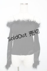 michellMacaron / フェザーオフショルニットトップス F 黒 Y-25-10-13-062-LO-TO-SZ-ZY