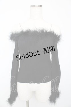 画像1: michellMacaron / フェザーオフショルニットトップス F 黒 Y-25-10-13-062-LO-TO-SZ-ZY