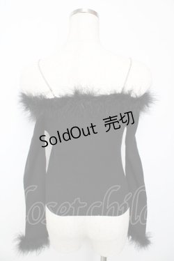 画像2: michellMacaron / フェザーオフショルニットトップス F 黒 Y-25-10-13-062-LO-TO-SZ-ZY