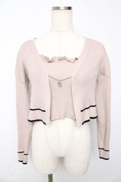 画像1: pium / バイカラーカーデフリルキャミセット F ピンク Y-25-10-13-063-LO-TO-SZ-ZY