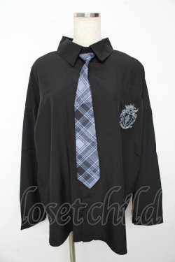 画像1: NieR Clothing / スクール風シャツ  黒 Y-25-10-13-068-PU-BL-SZ-ZY