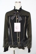 metamorphose / スタンドカラーチュールスリーブブラウス  黒 Y-25-10-13-074-ME-BL-SZ-ZY
