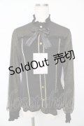 metamorphose / スタンドカラーチュールスリーブブラウス  黒 Y-25-10-13-074-ME-BL-SZ-ZY