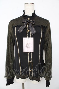 画像1: metamorphose / スタンドカラーチュールスリーブブラウス  黒 Y-25-10-13-074-ME-BL-SZ-ZY