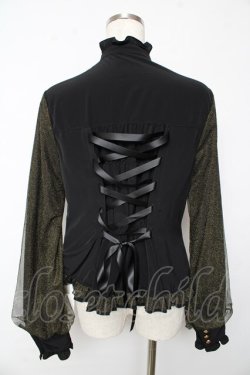 画像2: metamorphose / スタンドカラーチュールスリーブブラウス  黒 Y-25-10-13-074-ME-BL-SZ-ZY