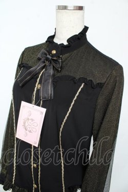 画像3: metamorphose / スタンドカラーチュールスリーブブラウス  黒 Y-25-10-13-074-ME-BL-SZ-ZY