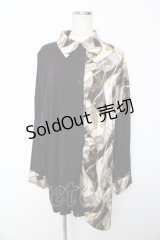 Deorart / パターン柄オーバーサイズワイドシャツ L ブラック×ブラック Y-25-10-13-076-PU-BL-SZ-ZY