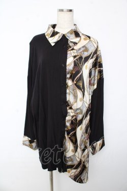 画像1: Deorart / パターン柄オーバーサイズワイドシャツ L ブラック×ブラック Y-25-10-13-076-PU-BL-SZ-ZY