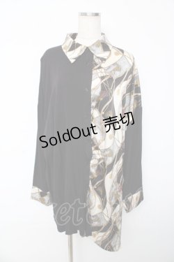 画像1: Deorart / パターン柄オーバーサイズワイドシャツ L ブラック×ブラック Y-25-10-13-076-PU-BL-SZ-ZY