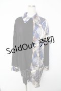 Deorart / パターン柄オーバーサイズワイドシャツ L ブラック×ブルー Y-25-10-13-077-PU-BL-SZ-ZI