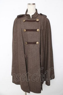 画像1: axes femme / ナポレオンマント風コート M 茶 Y-25-10-13-084-AX-CO-SZ-ZY