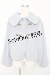 axes femme POETIQUE / リボン金具ファーコート  ブルーグレー Y-25-10-13-091-AX-CO-AS-ZI