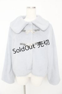 axes femme POETIQUE / リボン金具ファーコート  ブルーグレー Y-25-10-13-091-AX-CO-AS-ZI