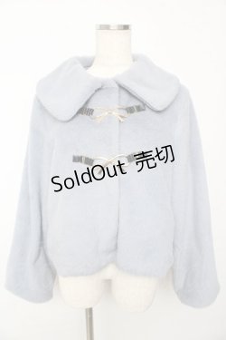 画像1: axes femme POETIQUE / リボン金具ファーコート  ブルーグレー Y-25-10-13-091-AX-CO-AS-ZI