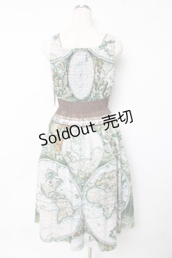 画像2: axes femme Nostalgic / ヴィンテージマップ柄ワンピース F ブルー Y-25-10-13-095-LO-OP-SZ-ZI