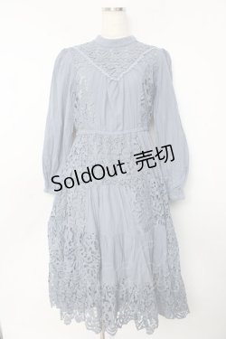 画像1: axes femme Nostalgic / 総レースパッチワークワンピース F ブルー Y-25-10-13-098-LO-OP-SZ-ZI