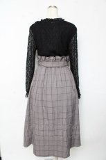 画像2: 【SALE】axes femme / レース×チェック切替ワンピース  黒×グレー Y-25-10-13-100-AX-OP-SZ-ZT166 (2)