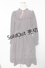 axes femme / ブローチ付長袖ブラウスワンピ M グレー Y-25-10-13-101-AX-OP-SZ-ZI